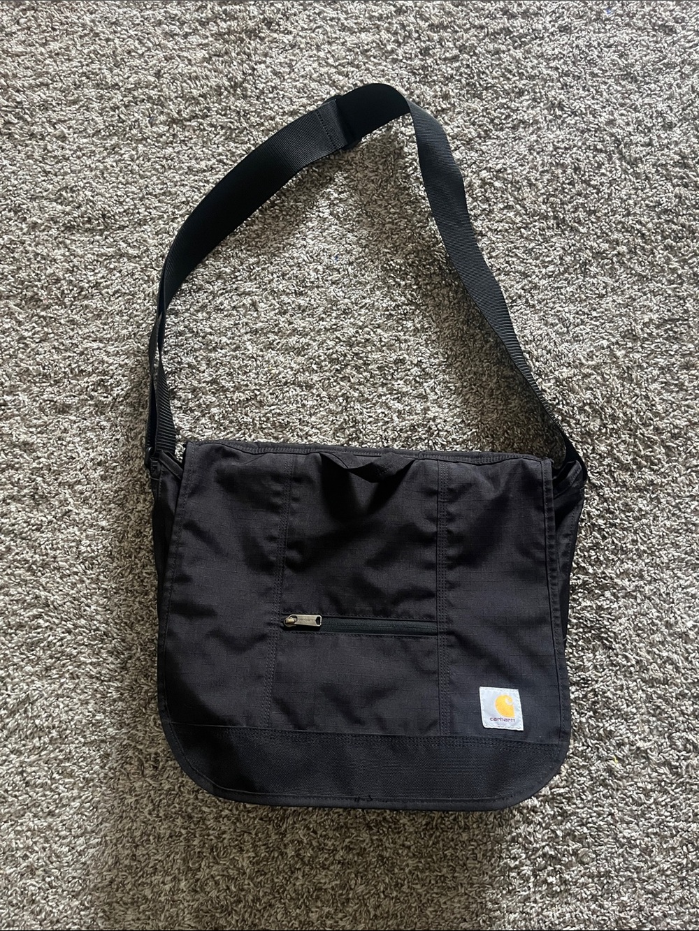 Carhartt Black Crossbody Messenger Bag with Logo Patch